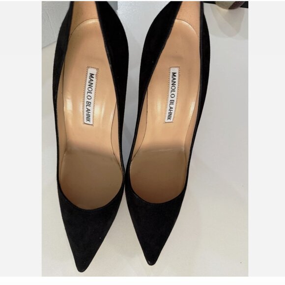 Manolo Blahnik BB Classic Black Velvet Pointed Toe Pump Shoes Size / 38 US - Picture 9 of 10